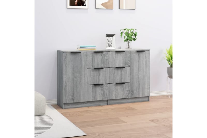 beBasic skænke 2 stk. 60x30x70 cm konstrueret træ grå sonoma-eg - GrÃ¥ - Skænke & sideboards