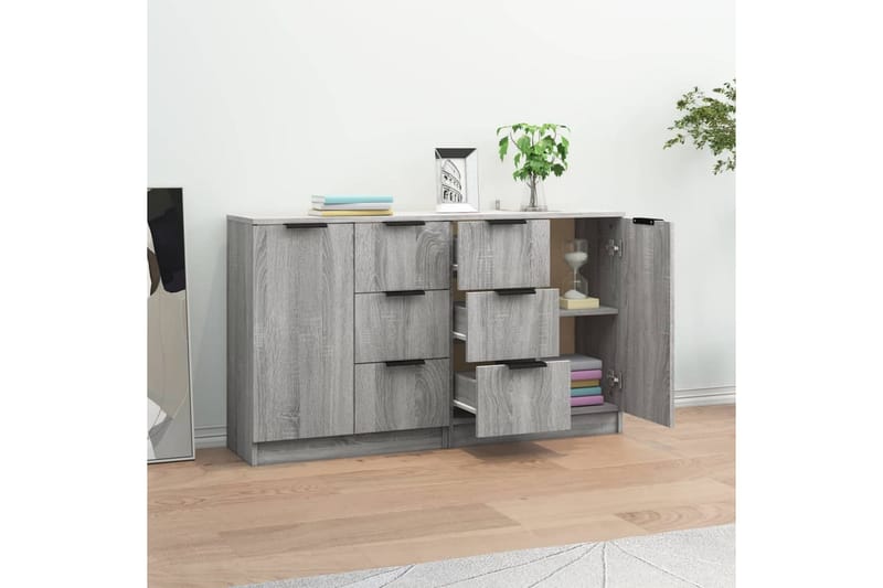 beBasic skænke 2 stk. 60x30x70 cm konstrueret træ grå sonoma-eg - GrÃ¥ - Opbevaring - Opbevaringsmøbler - Skænke & sideboards