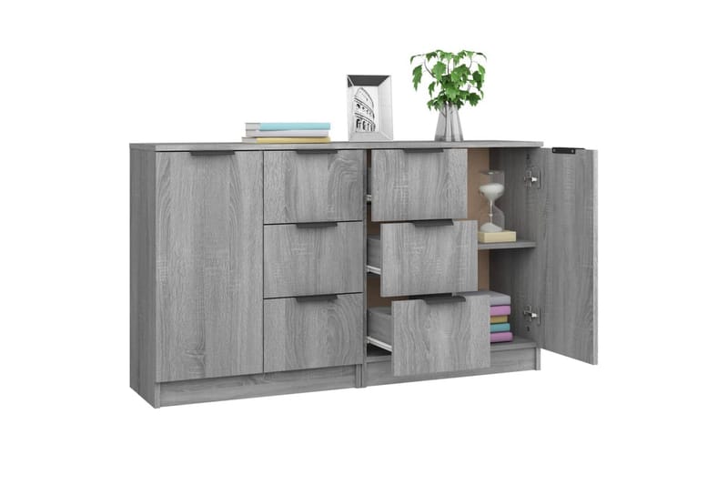 beBasic skænke 2 stk. 60x30x70 cm konstrueret træ grå sonoma-eg - GrÃ¥ - Opbevaring - Opbevaringsmøbler - Skænke & sideboards