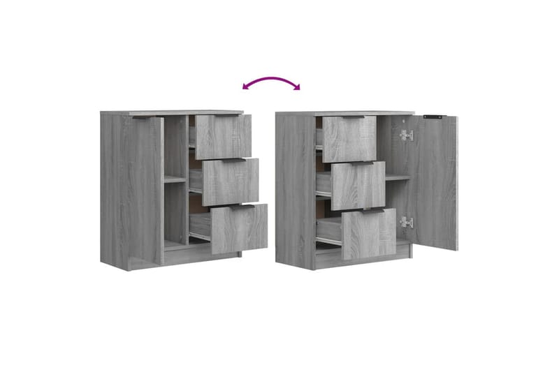 beBasic skænke 2 stk. 60x30x70 cm konstrueret træ grå sonoma-eg - GrÃ¥ - Opbevaring - Opbevaringsmøbler - Skænke & sideboards