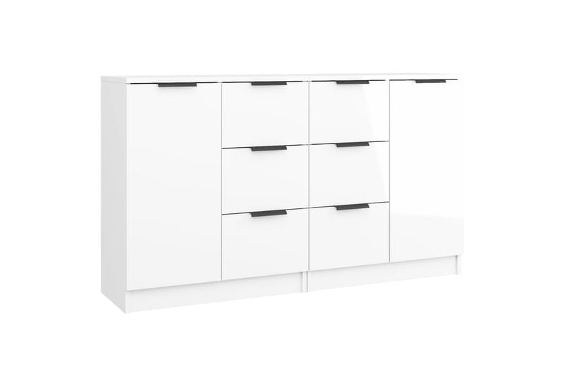 beBasic skænke 2 stk. 60x30x70 cm konstrueret træ hvid højglans - Hvid - Skænke & sideboards