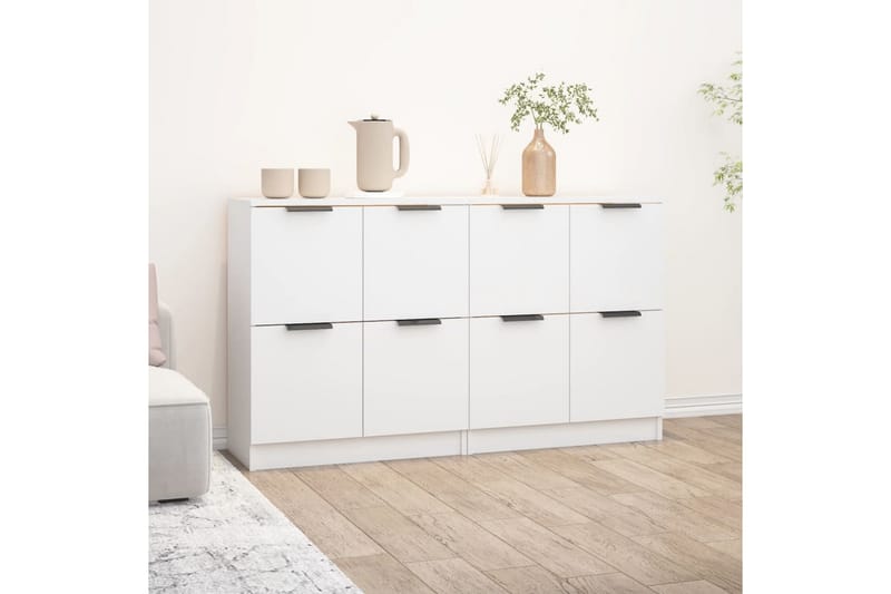 beBasic skænke 2 stk. 60x30x70 cm konstrueret træ hvid - Hvid - Skænke & sideboards