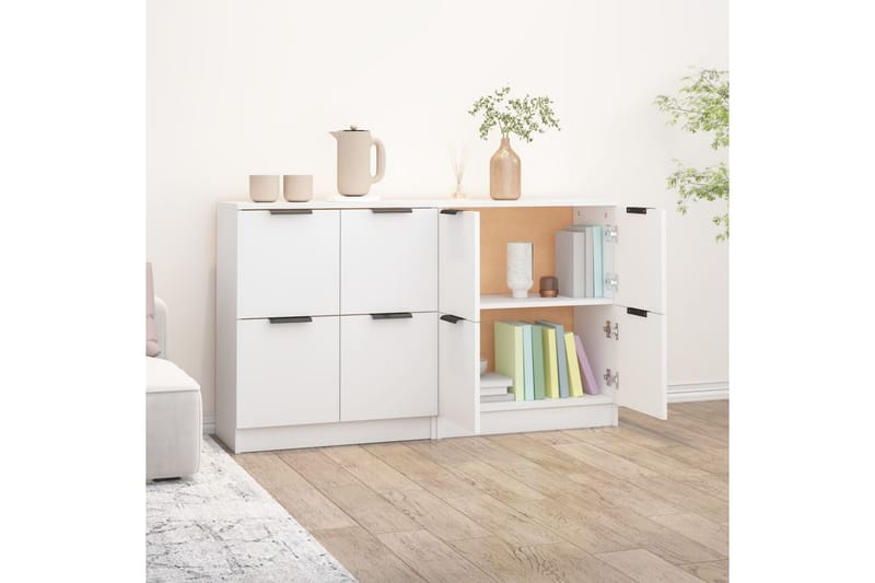 beBasic skænke 2 stk. 60x30x70 cm konstrueret træ hvid - Hvid - Skænke & sideboards