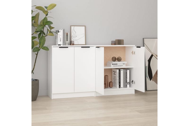 beBasic skænke 2 stk. 60x30x70 cm konstrueret træ hvid - Hvid - Skænke & sideboards