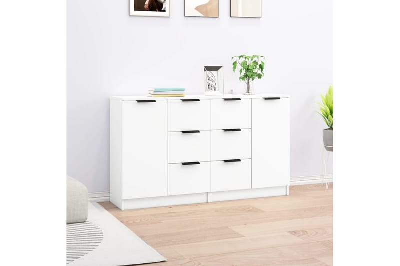 beBasic skænke 2 stk. 60x30x70 cm konstrueret træ hvid - Hvid - Skænke & sideboards