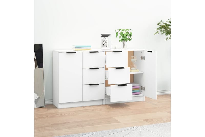 beBasic skænke 2 stk. 60x30x70 cm konstrueret træ hvid - Hvid - Skænke & sideboards