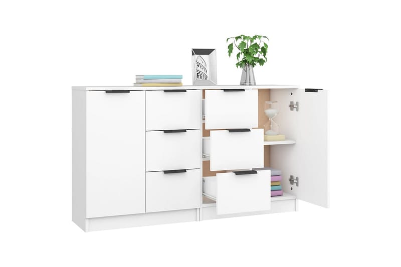 beBasic skænke 2 stk. 60x30x70 cm konstrueret træ hvid - Hvid - Skænke & sideboards