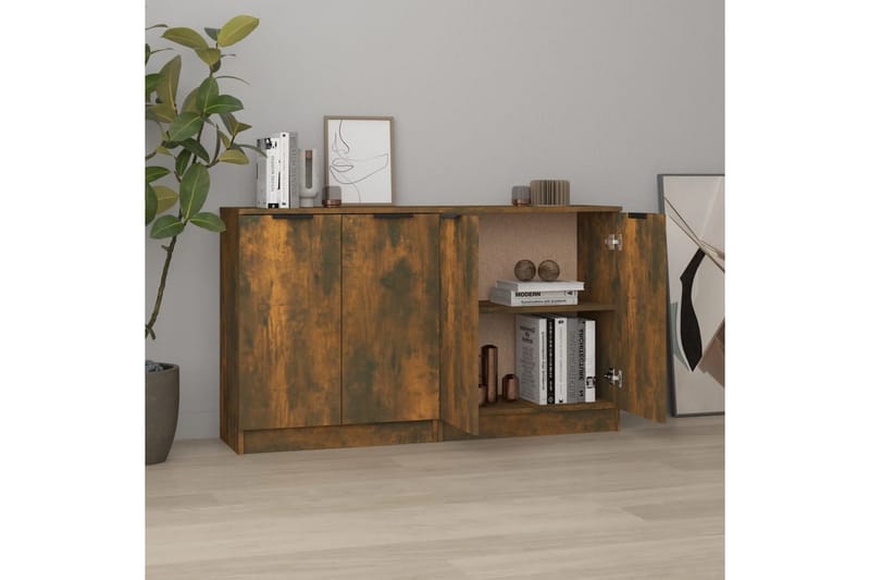 beBasic skænke 2 stk. 60x30x70 cm konstrueret træ røget egetræsfarve - Brun - Skænke & sideboards