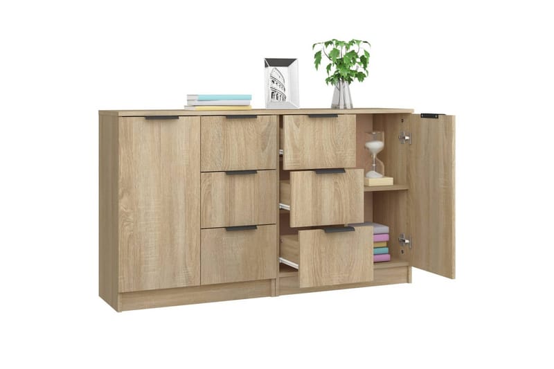 beBasic skænke 2 stk. 60x30x70 cm konstrueret træ sonoma-eg - Brun - Skænke & sideboards