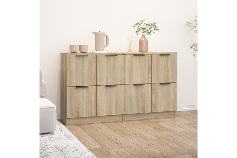 beBasic skænke 2 stk. 60x30x70 cm konstrueret træ sonoma-eg - Brun - Skænke & sideboards