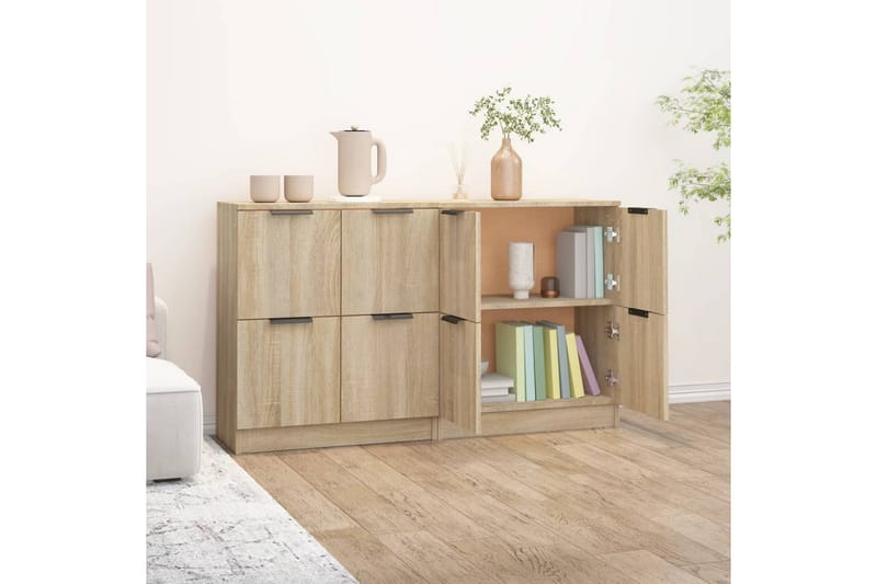 beBasic skænke 2 stk. 60x30x70 cm konstrueret træ sonoma-eg - Brun - Skænke & sideboards