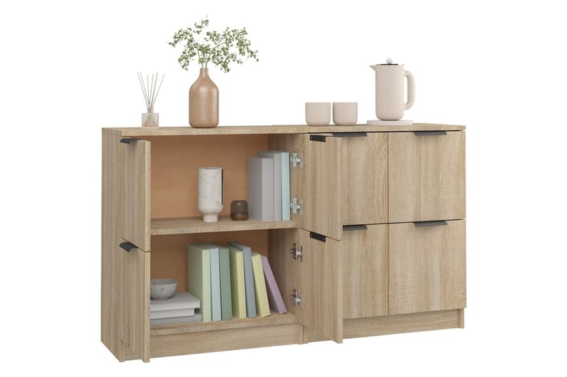 beBasic skænke 2 stk. 60x30x70 cm konstrueret træ sonoma-eg - Brun - Skænke & sideboards