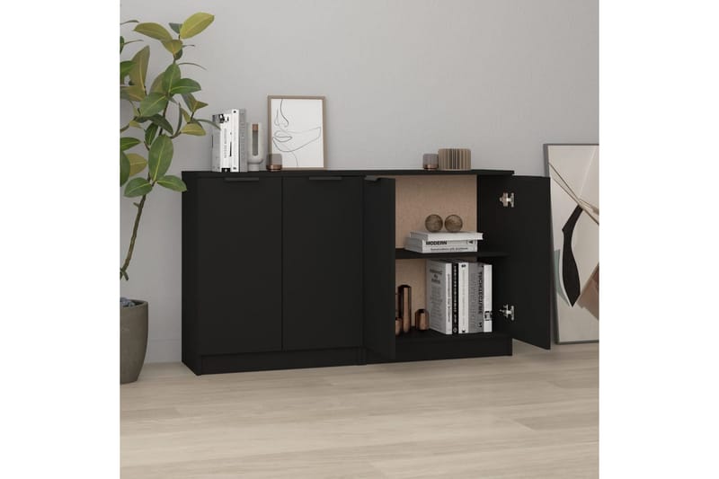 beBasic skænke 2 stk. 60x30x70 cm konstrueret træ sort - Sort - Skænke & sideboards