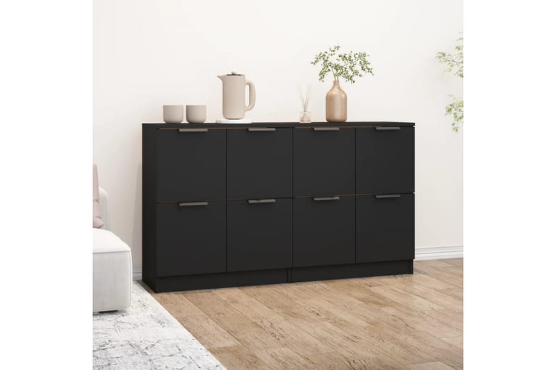 beBasic skænke 2 stk. 60x30x70 cm konstrueret træ sort - Sort - Skænke & sideboards