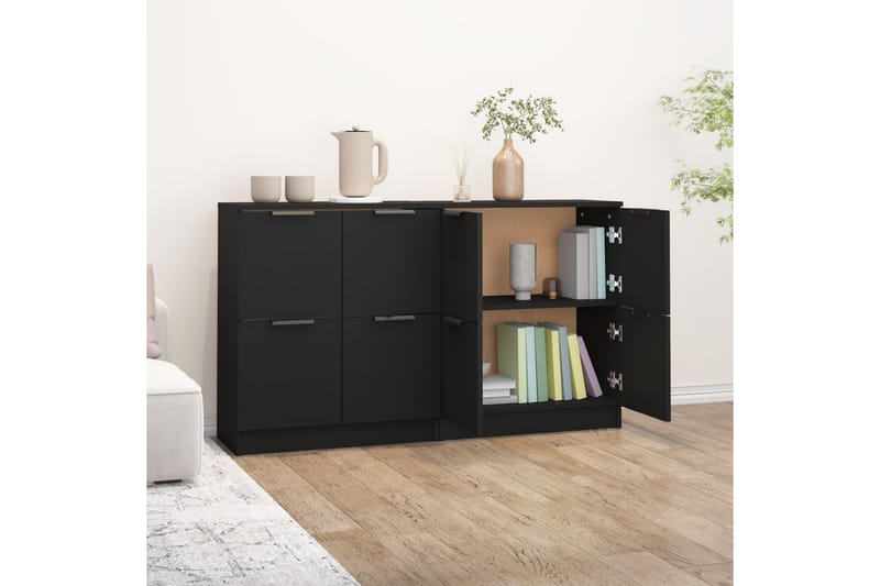 beBasic skænke 2 stk. 60x30x70 cm konstrueret træ sort - Sort - Skænke & sideboards