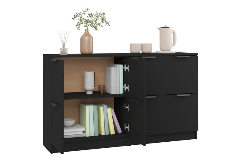 beBasic skænke 2 stk. 60x30x70 cm konstrueret træ sort - Sort - Skænke & sideboards