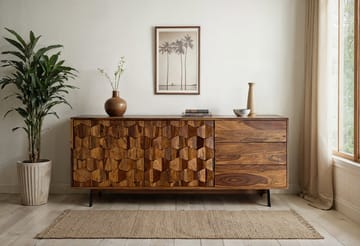 Belino skænk 175 cm industriel stil - varm brun og sort - Opbevaring - Opbevaringsmøbler - Skænke & sideboards