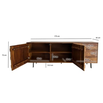 Belino skænk 175 cm industriel stil - varm brun og sort - Opbevaring - Opbevaringsmøbler - Skænke & sideboards