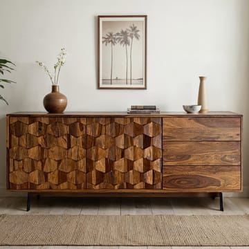 Belino skænk 175 cm industriel stil - varm brun og sort - Opbevaring - Opbevaringsmøbler - Skænke & sideboards