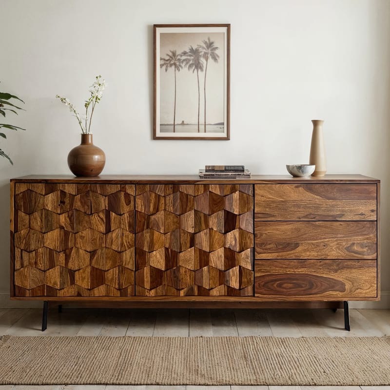 Belino skænk 175 cm industriel stil - varm brun og sort - Opbevaring - Opbevaringsmøbler - Skænke & sideboards