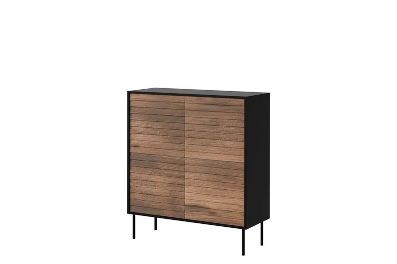 Belonger Kommode 102 cm, Sort/Valnød