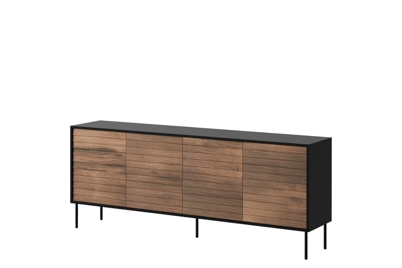 Belonger Kommode 200 cm - Sort/Valnød - Opbevaring - Opbevaringsmøbler - Kommode