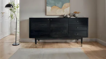 Beluna Skænk 160 cm - dyb sort med guldfarvede detaljer - Opbevaring - Opbevaringsmøbler - Skænke & sideboards