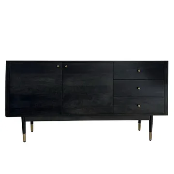 Beluna Skænk 160 cm - dyb sort med guldfarvede detaljer - Opbevaring - Opbevaringsmøbler - Skænke & sideboards