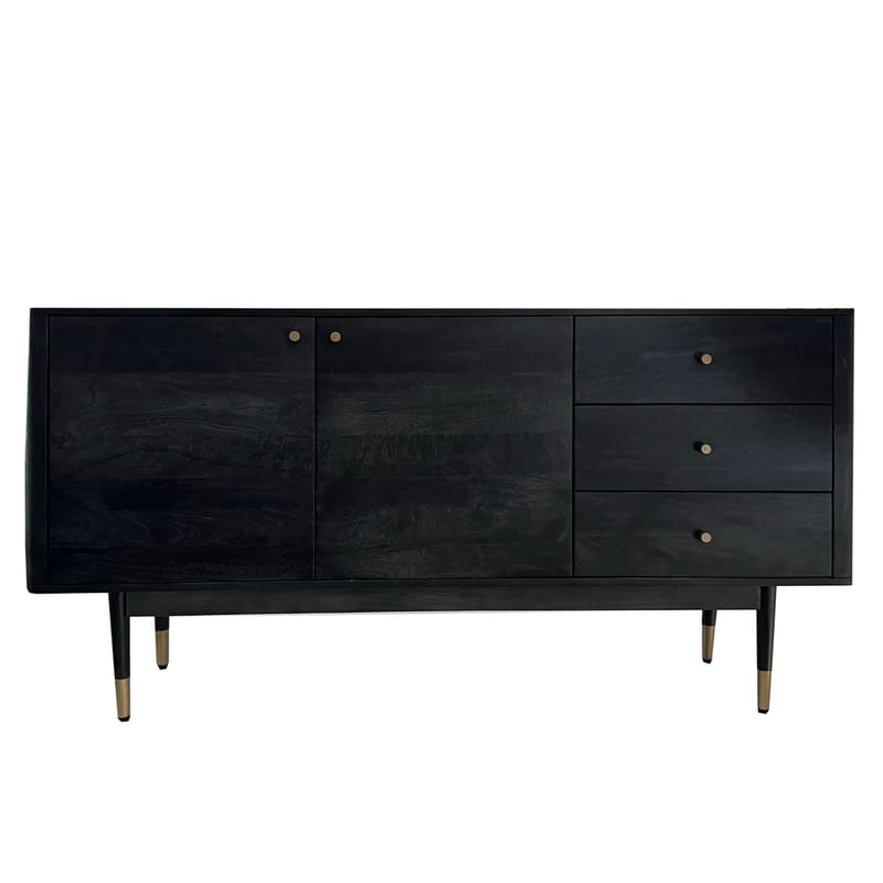 Beluna Skænk 160 cm - dyb sort med guldfarvede detaljer - Opbevaring - Opbevaringsmøbler - Skænke & sideboards