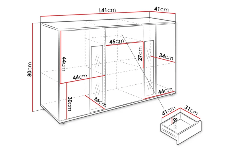 Bunta Skænk 141x41 cm - Brun - Opbevaring - Opbevaringsmøbler - Skænke & sideboards