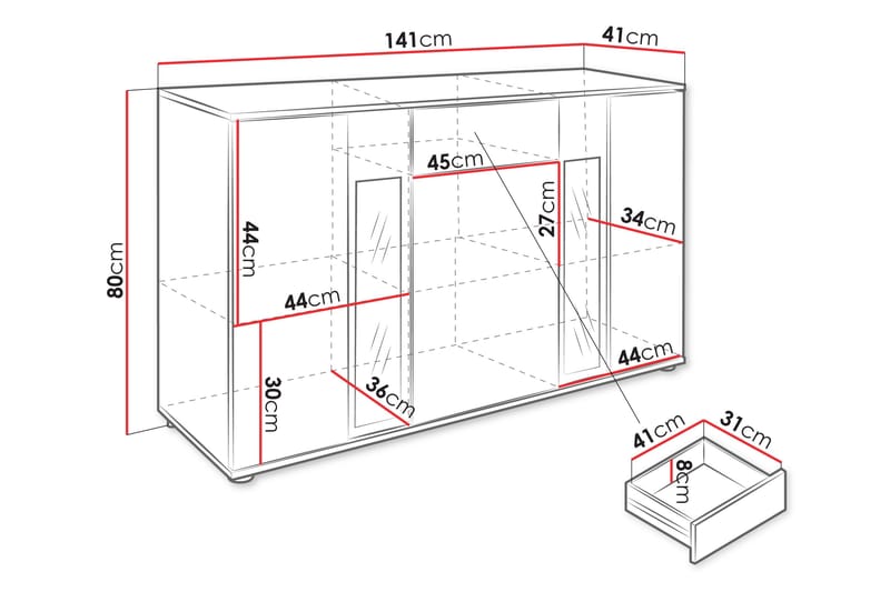 Bunta Skænk 141x41 cm - Brun - Opbevaring - Opbevaringsmøbler - Skænke & sideboards