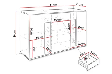 Bunta Skænk 141x41 cm - Brun/Hvid - Opbevaring - Opbevaringsmøbler - Skænke & sideboards