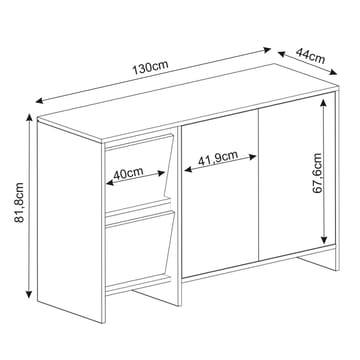 Crala Konsol 130x81,8x44 cm - Hvid - Opbevaring - Opbevaringsmøbler - Skænke & sideboards