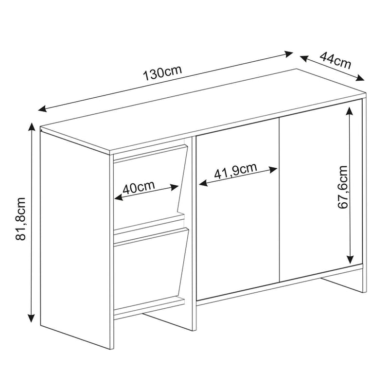 Crala Konsol 130x81,8x44 cm - Hvid - Opbevaring - Opbevaringsmøbler - Skænke & sideboards