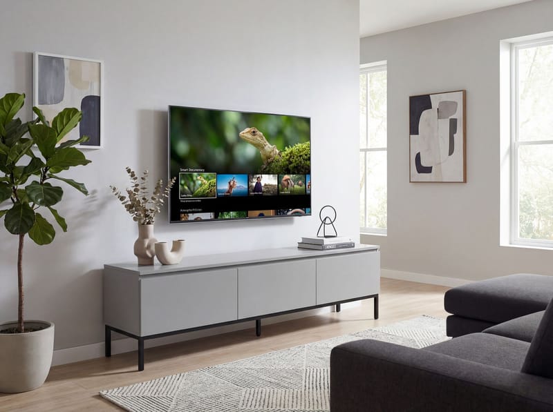Dorvik TV-bænk 150 cm med 3 skuffer - lysegrå og sort - Opbevaring - Opbevaringsmøbler - Skænke & sideboards