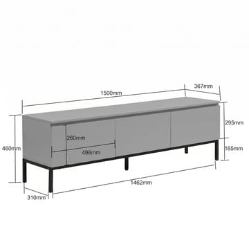 Dorvik TV-bænk 150 cm med 3 skuffer - lysegrå og sort - Møbler - TV borde & mediemøbler - TV-borde