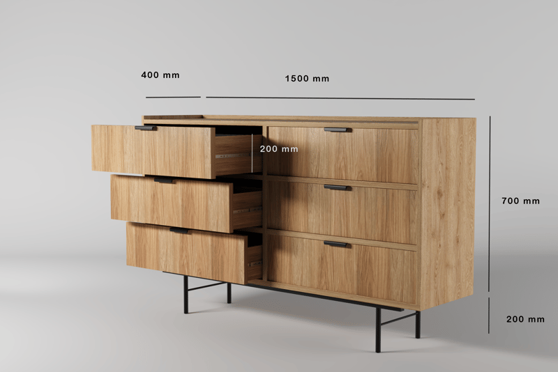 Dravo Kommode 150 cm - Naturlig hickory - Opbevaring - Opbevaringsmøbler - Kommode
