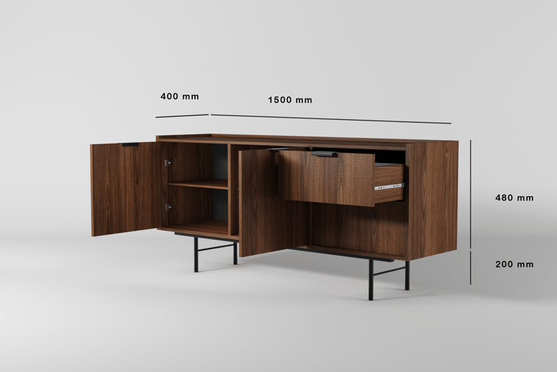 Dravo Skænk 68x150 cm - Warmia valnød - Opbevaring - Opbevaringsmøbler - Skænke & sideboards