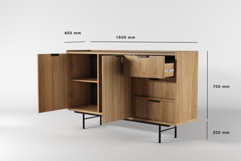 Dravo Skænk 90x150 cm - Naturlig hickory - Opbevaring - Opbevaringsmøbler - Skænke & sideboards