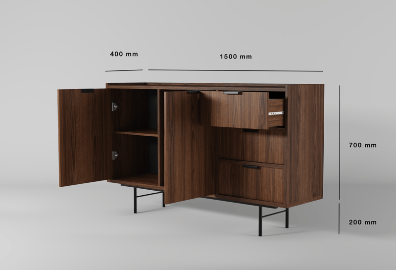 Dravo Skænk 90x150 cm - Warmia valnød - Opbevaring - Opbevaringsmøbler - Skænke & sideboards