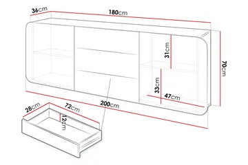 Duartina Skænk 200x36 cm - Beige - Opbevaring - Opbevaringsmøbler - Skænke & sideboards