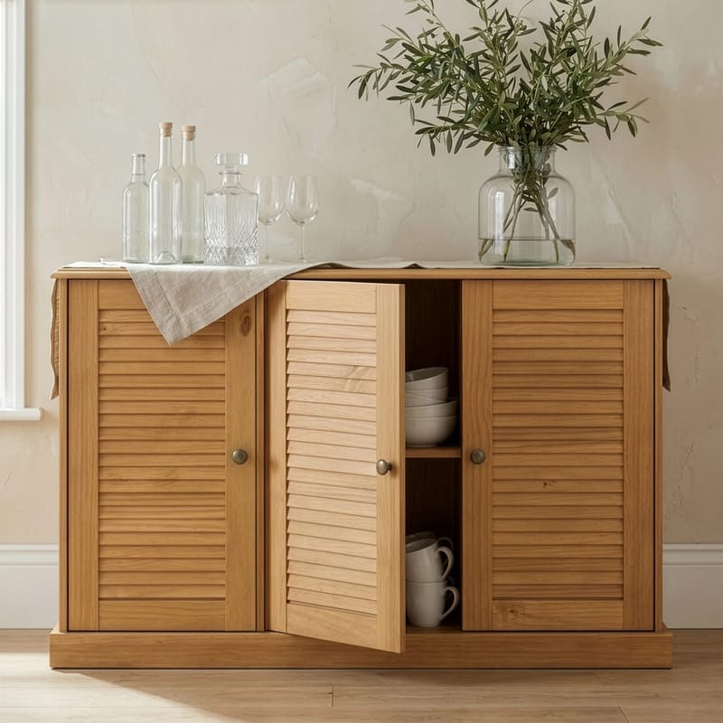 Edith skænk 125x80 cm - Bejdset/vokset naturligt fyrretræ - Opbevaring - Opbevaringsmøbler - Skænke & sideboards