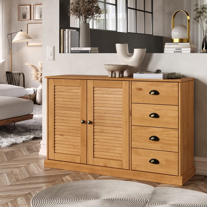 Edith Skænk 125x80 cm i Fyrretræ - Brun - Opbevaring - Opbevaringsmøbler - Skænke & sideboards