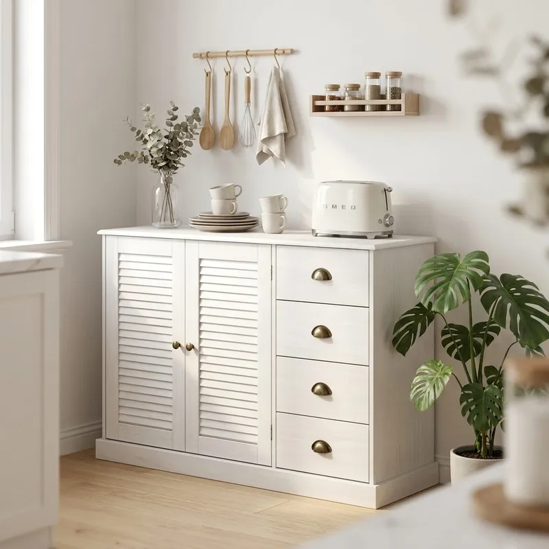 Edith Skænk 125x80 cm i Træ - Hvid - Opbevaring - Opbevaringsmøbler - Skænke & sideboards