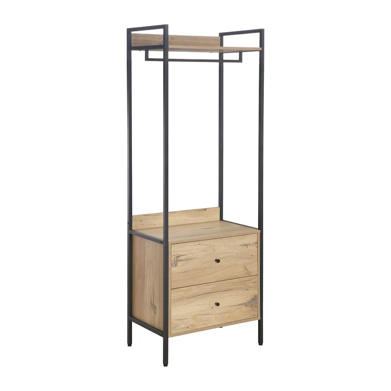 Entréreol HOME4YOU Hannes 64x40x180 cm rustik melamin med skuffer, brun