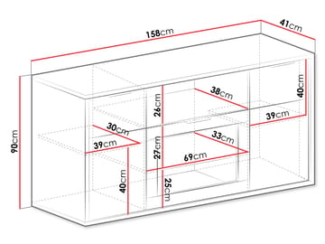 Fonti Rektangulær Skænk 158 cm i Træ med Glaslåge - Brun - Opbevaring - Opbevaringsmøbler - Skænke & sideboards