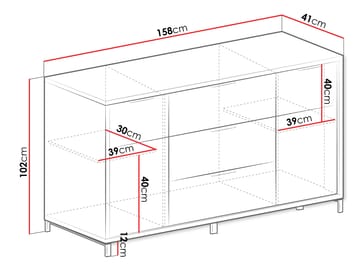Fonti Rektangulær Skænk 158 cm i Træ - Sort|Brun - Opbevaring - Opbevaringsmøbler - Skænke & sideboards