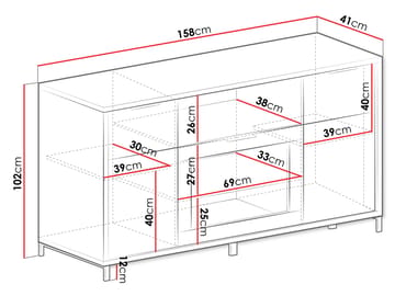 Fonti Skænk 158 cm - Brun|sort - Opbevaring - Opbevaringsmøbler - Skænke & sideboards