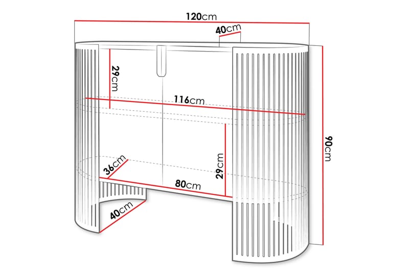 Friend Skænk 120x40 cm - Hvid/Sort - Opbevaring - Opbevaringsmøbler - Skænke & sideboards