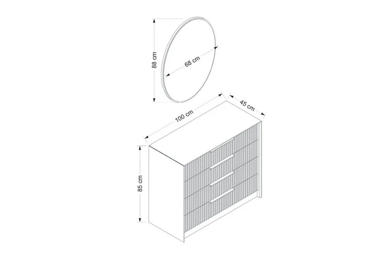 Fruitland Hjørnekommode 100 cm - Antracit - Opbevaring - Opbevaringsmøbler - Kommode - Entrékommode